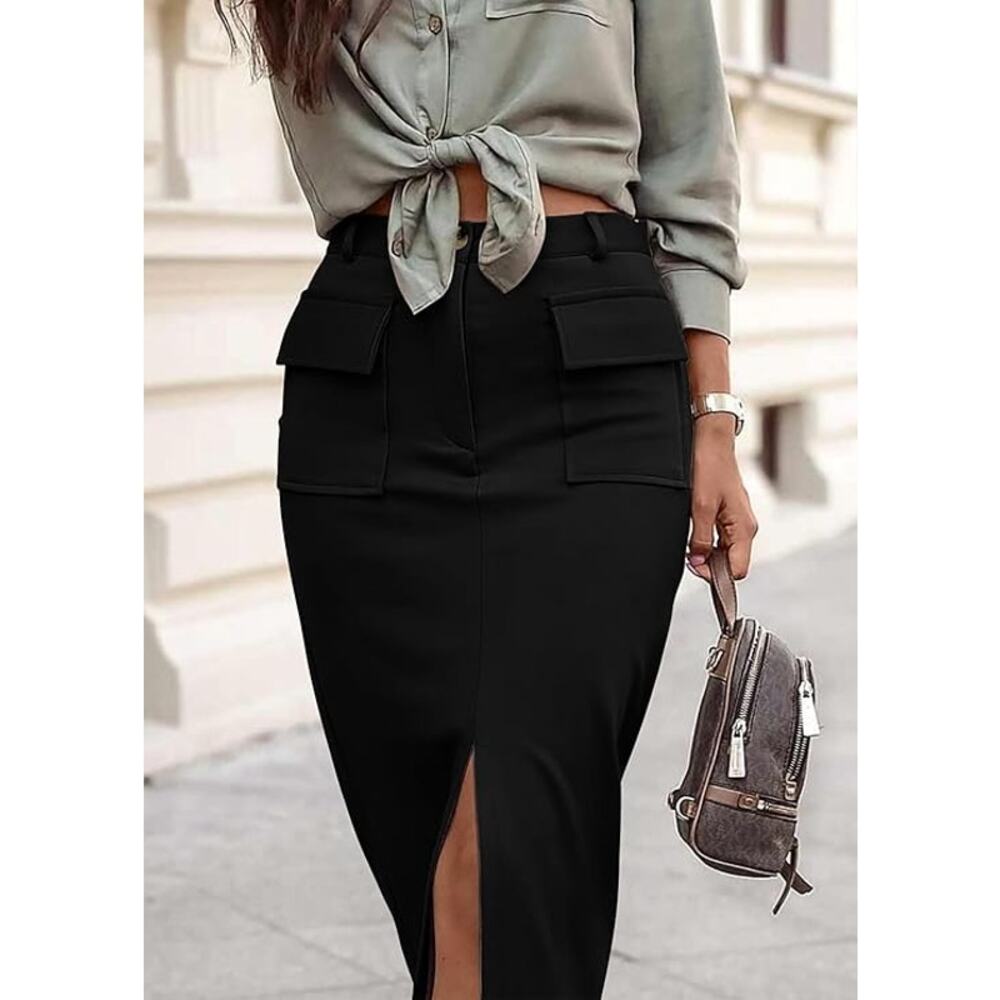 NEW Black Mid Length Pencil Skirt - Picture 4 of 6